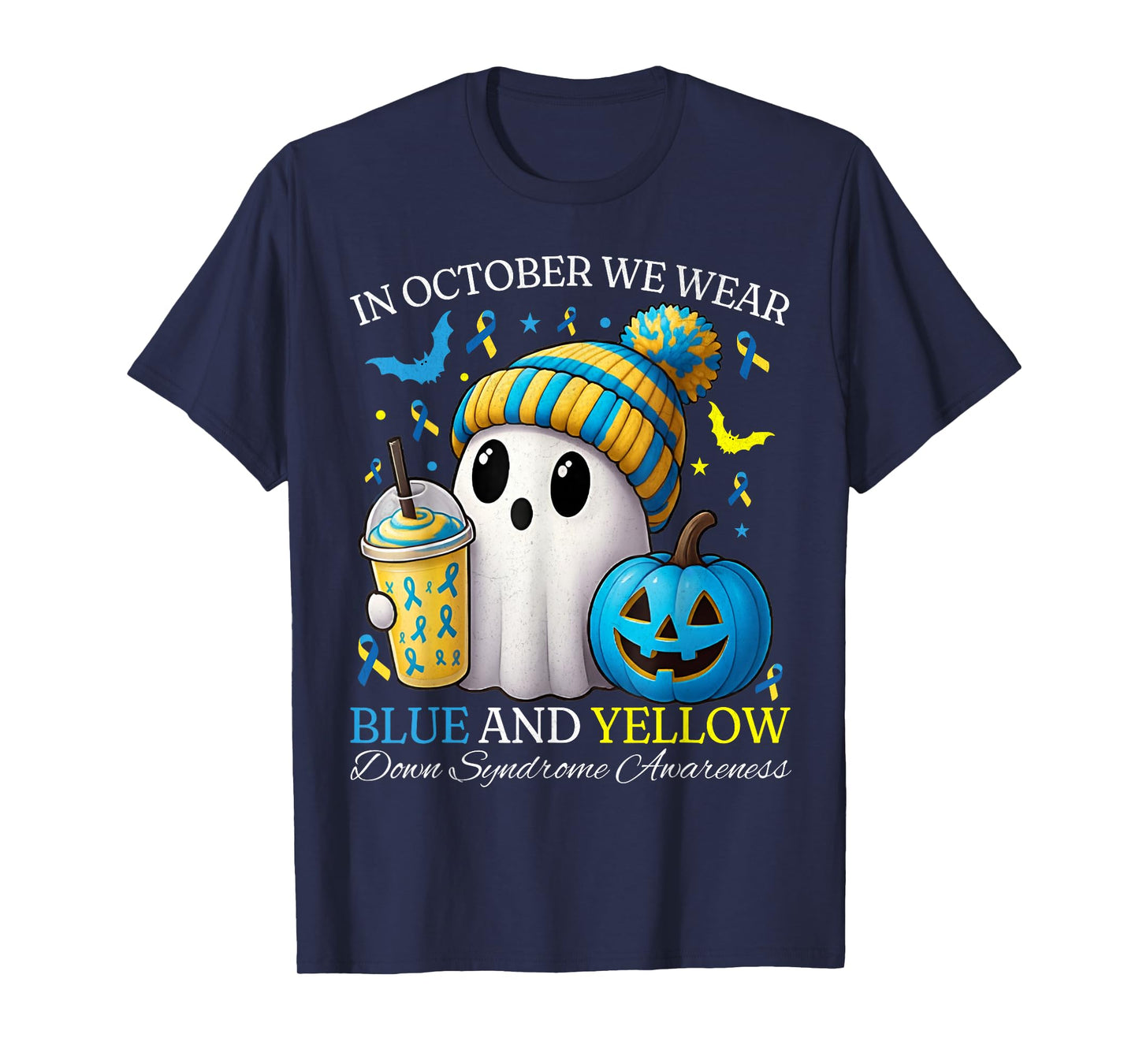 in October We Wear Yellow and Blue Down Syndrome Awareness T-Shirt