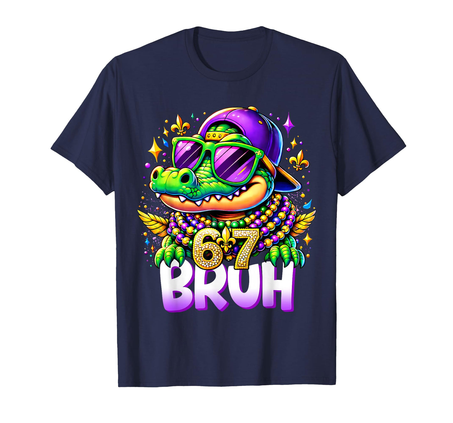 67 Mardi Gras Alligator Mardigator Six Seven Bruh Boys 6 7 T-Shirt
