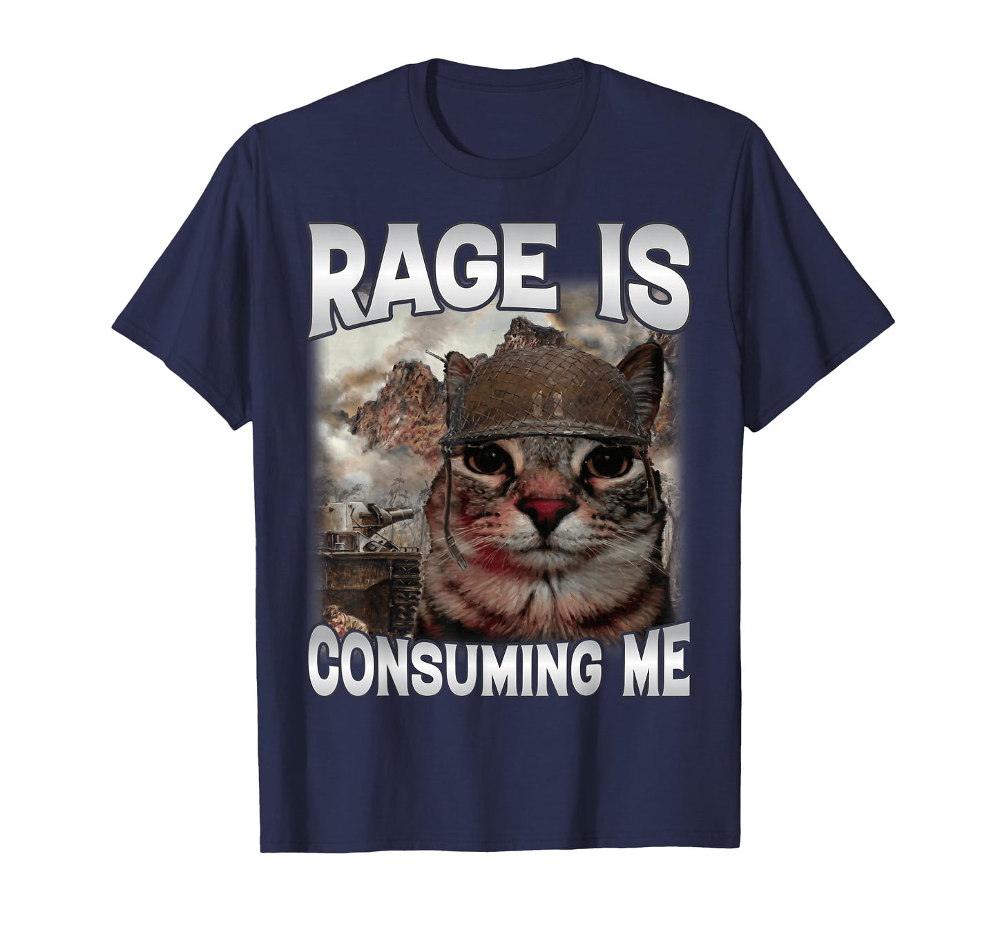 Rage is Consuming Me Silly Staring Cat Meme Joke Dad Mom Cat T-Shirt