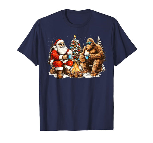 Merry Squatchmas Santa Bigfoot Campfire Mens Boys T-Shirt