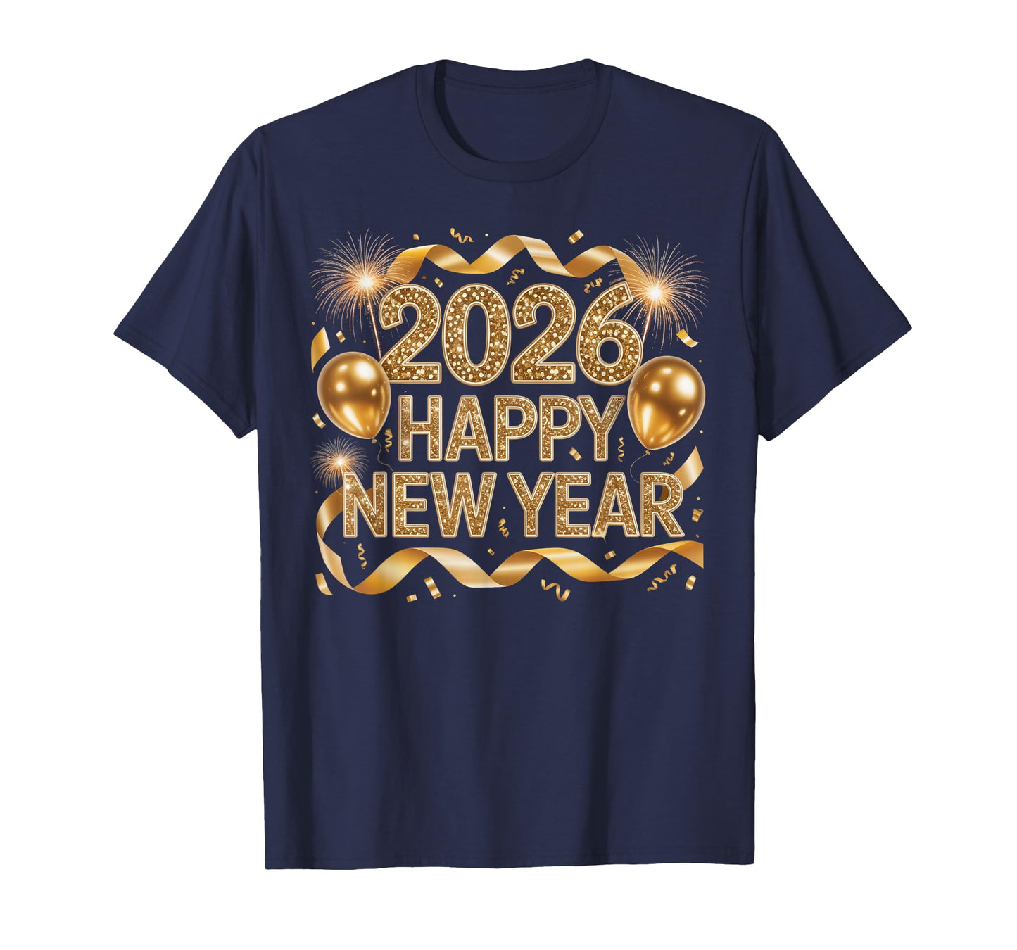 Happy New Year 2026 Balloon Retro Funny Family Matching T-Shirt