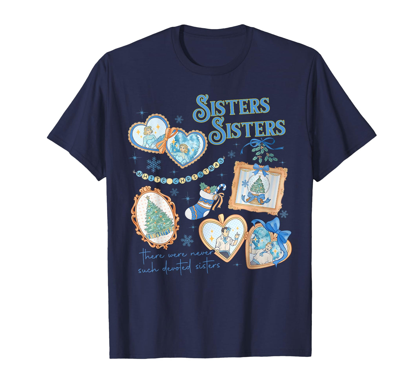 Devoted Sisters White Xmas Merry Christmas Snowflake Holiday T-Shirt