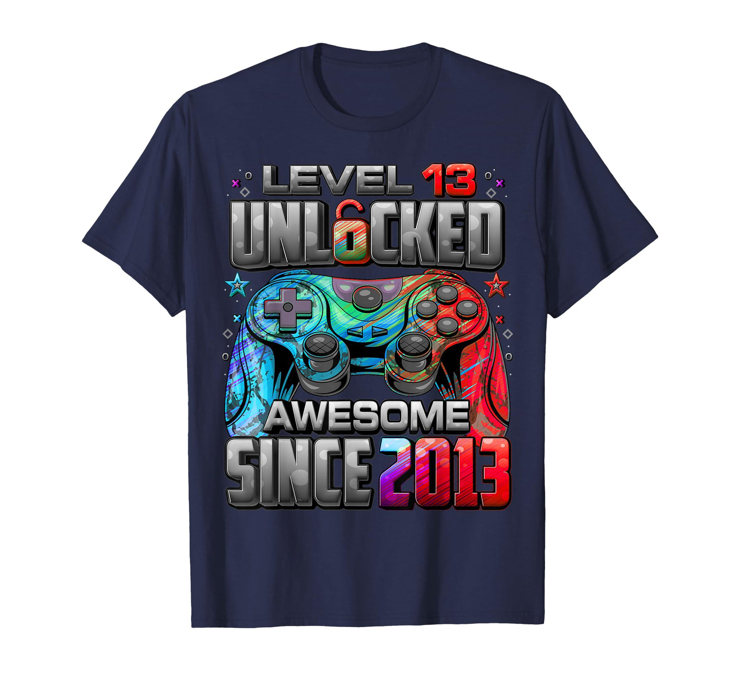 Level 13 Unlocked Awesome Since 2013 13th Birthday Gaming T-Shirt