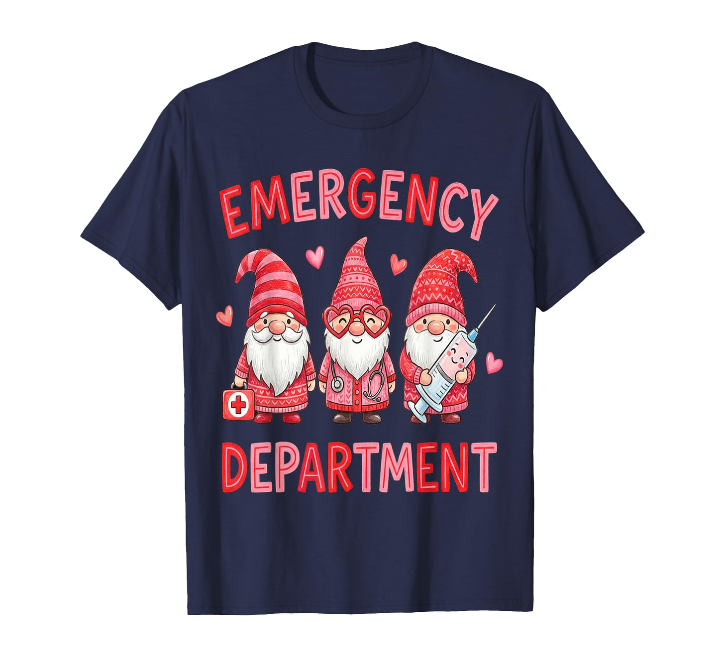 Gnome Emergency Department Valentine ER Valentines Nurse T-Shirt