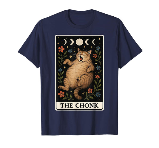 The Chonk Funny Fat Cat Meme Tabby Cat Tarot Card Witchy T-Shirt