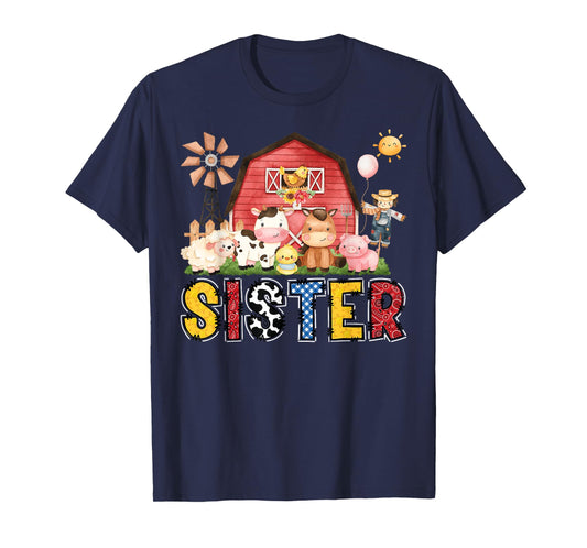 Sister Farm Cow Birthday Boy Matching Family Party T-Shirt