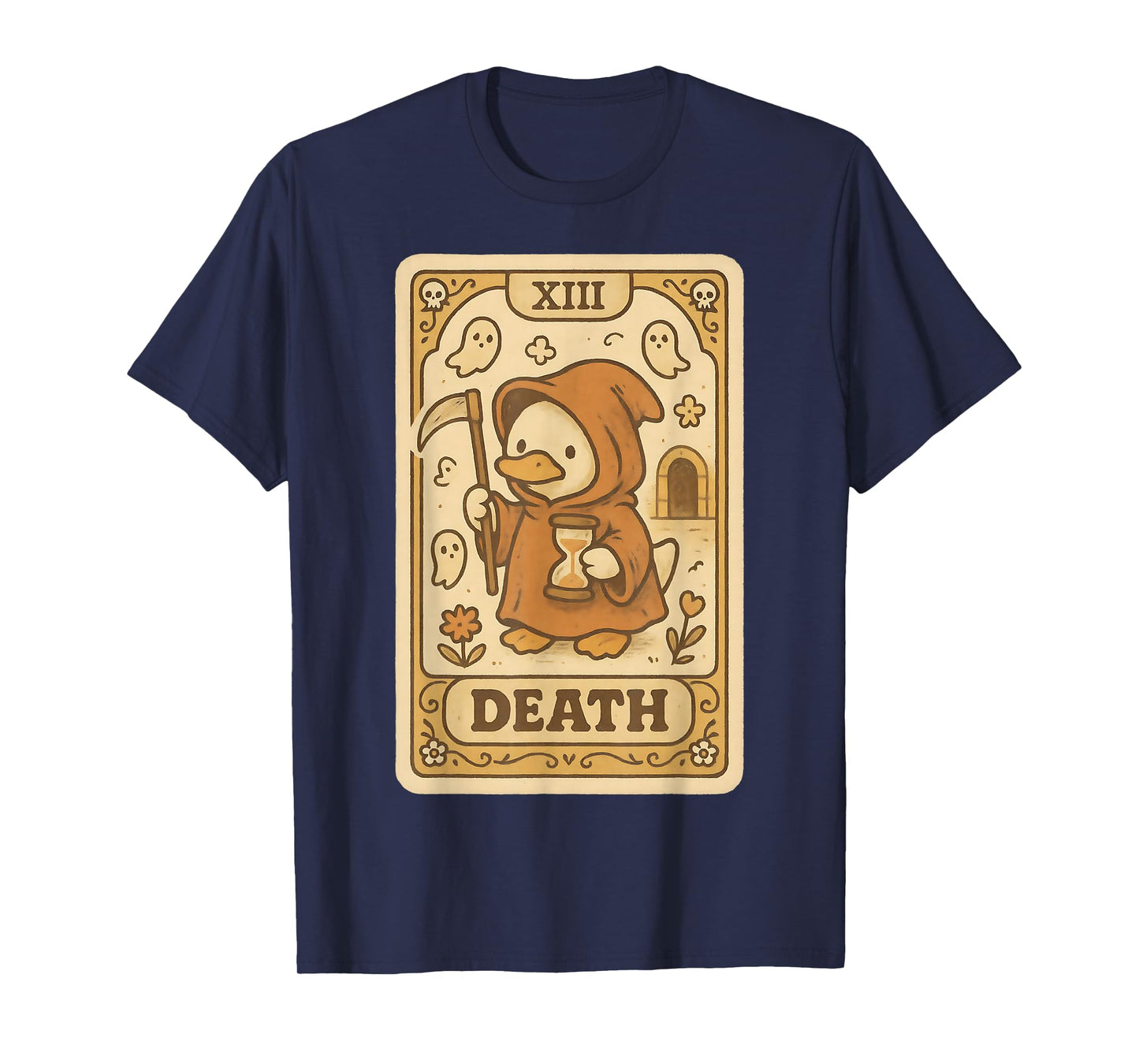 Cute Duck Grim Reaper Death Tarot Card Ironic Funny Graphic T-Shirt