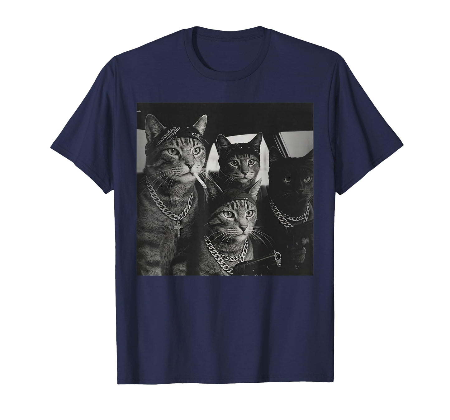 Vintage Funny Gangster Cat Gang Meme Street Cat Lovers T-Shirt