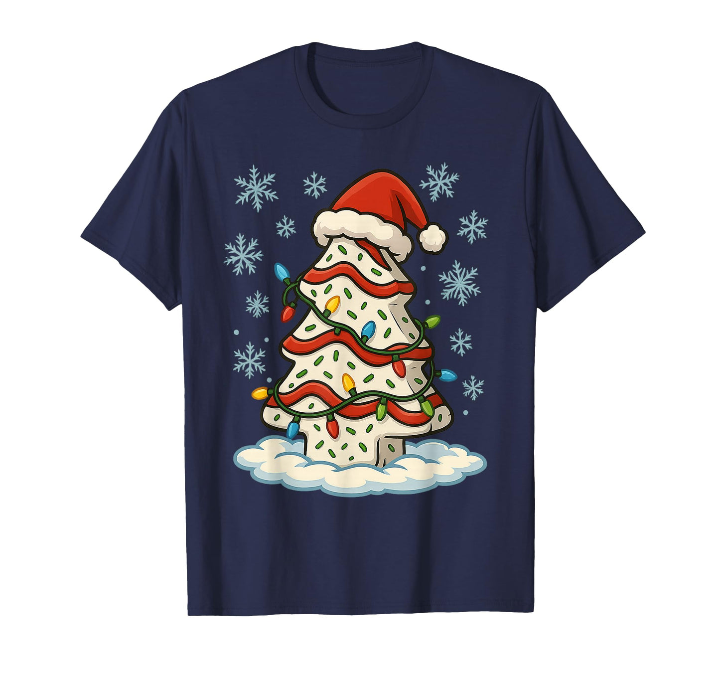 Fun Christmas Lights Wrapped On Christmas Tree Food Cake T-Shirt