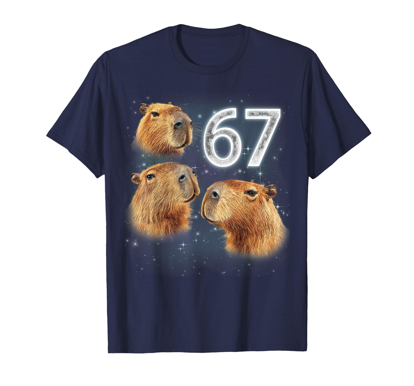 Funny Boys Girls 67 Meme Capybara Howling at The Moon 6 7 T-Shirt
