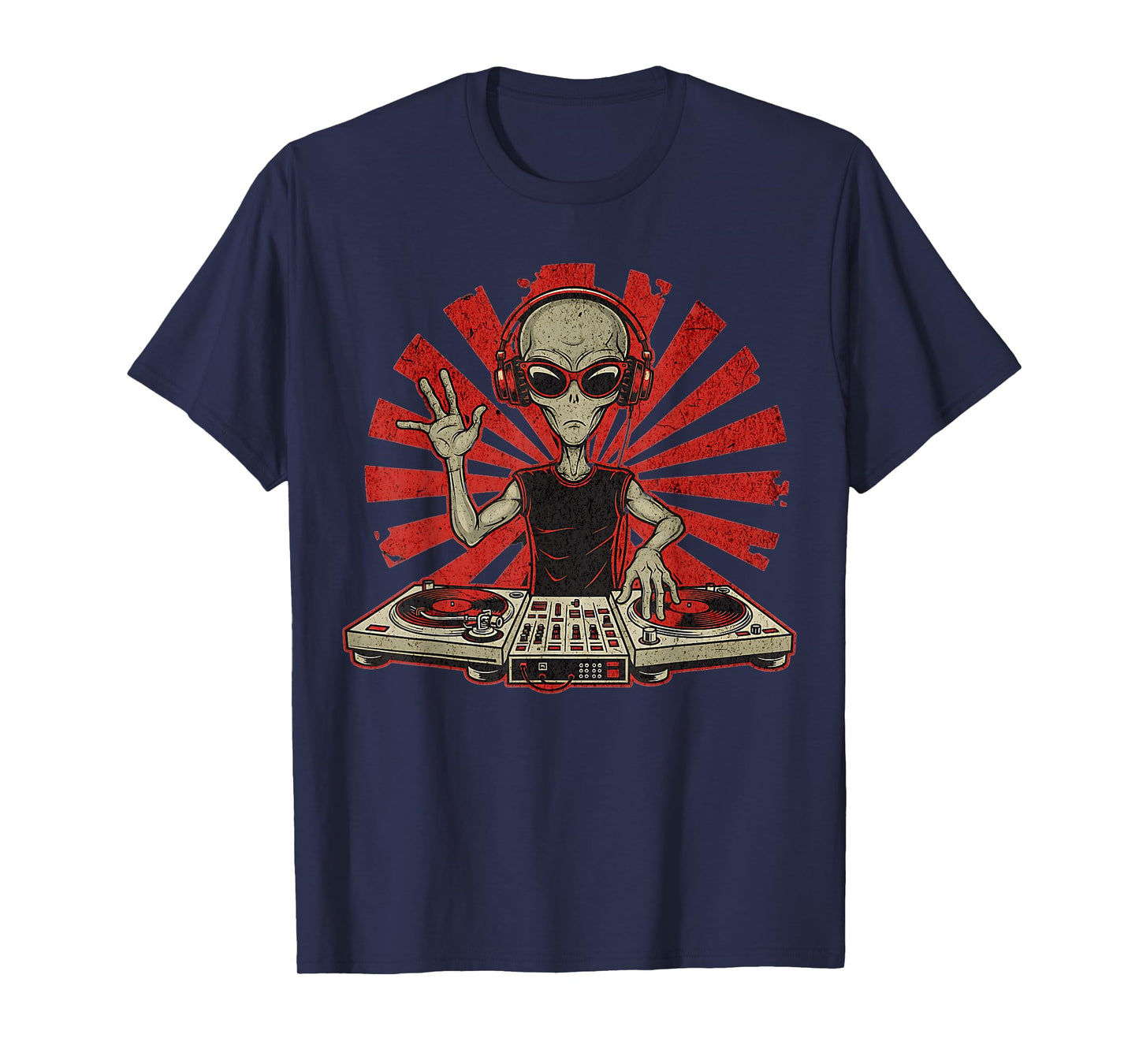 Funny DJ Graphic Tee Music Lover Alien DJ Music Mixer T-Shirt