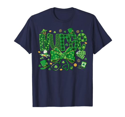 Irish Nurse St Patricks Day Stethoscope ER ICU NICU RN Nurse T-Shirt