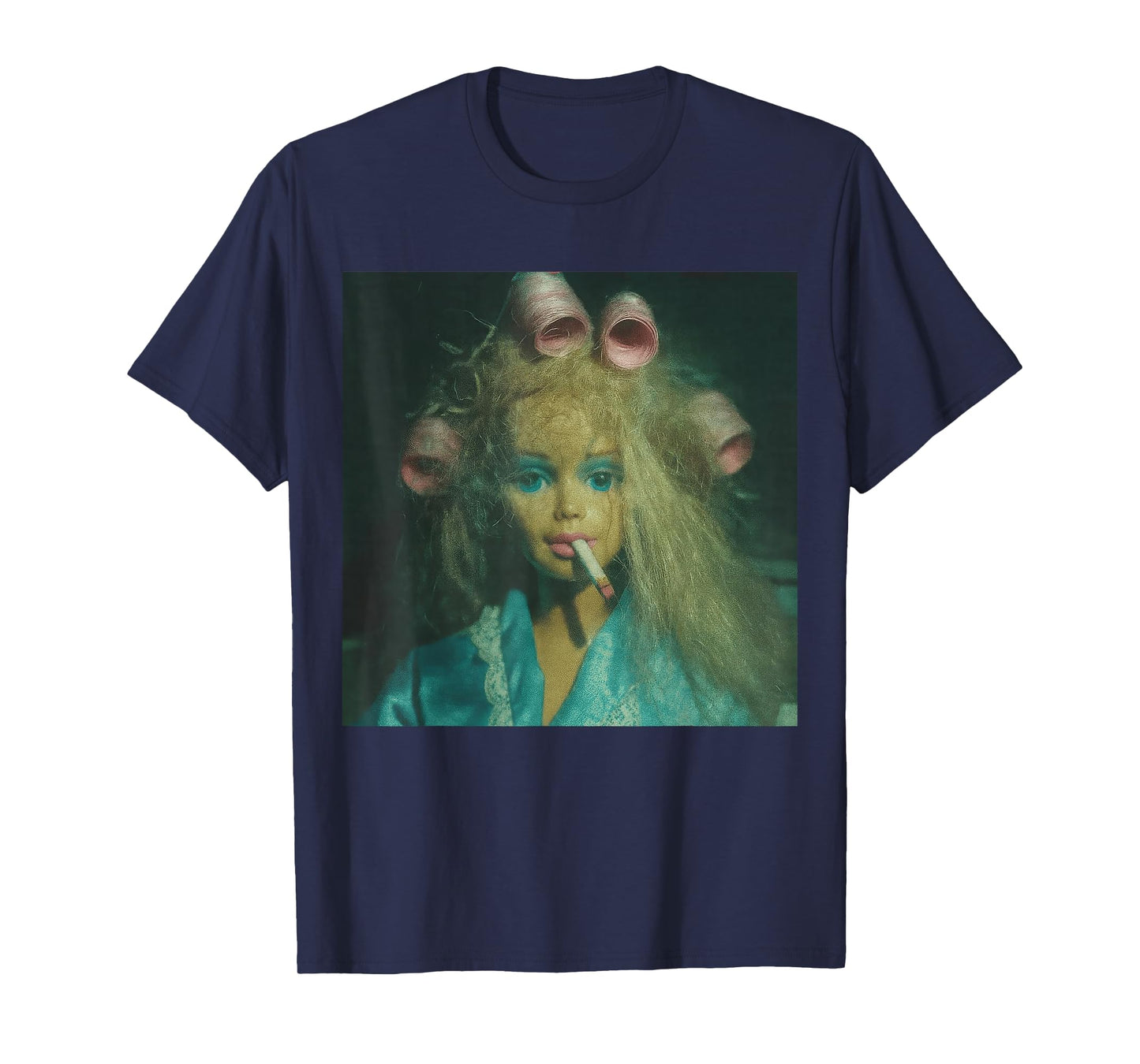 Funny Disgusted Doll face Smoking Cigarette Meme T-Shirt