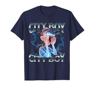 City Boy Brainrot Meme Reaction Loud Funny Cartoon T-Shirt