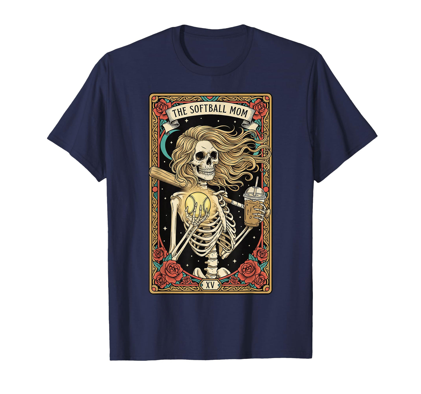 Softball Mom Tarot Card Skeleton Softball Mama Mothers Day T-Shirt