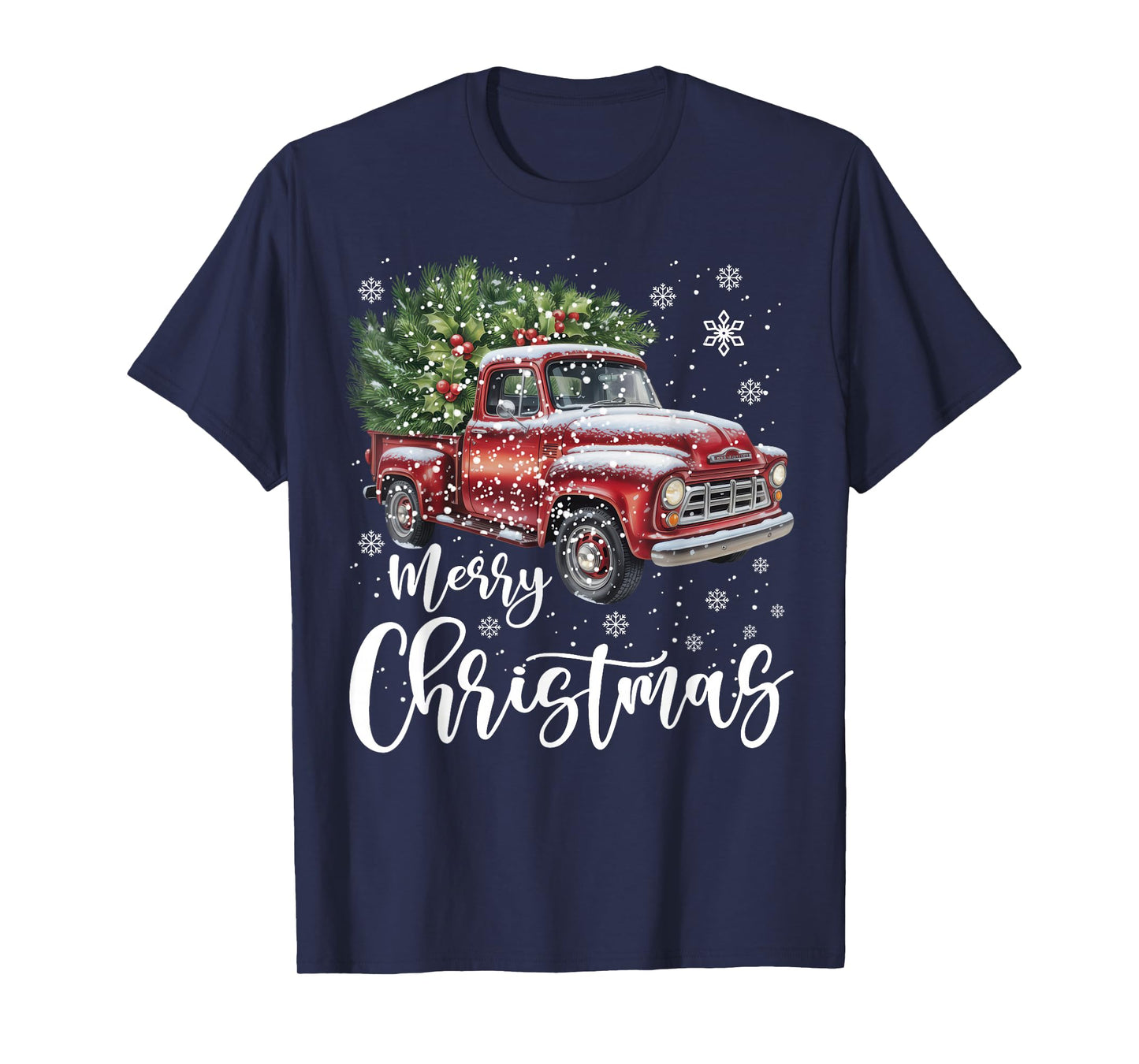 Classic Red Truck Christmas Family Matching Pajamas Men Boys T-Shirt