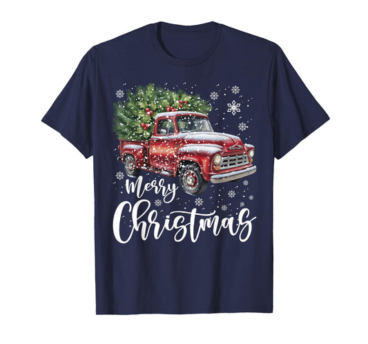 Classic Red Truck Christmas Family Matching Pajamas Men Boys T-Shirt