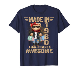 46 Year Old Made in 1980 Teddy Bear 46th Birthday Women Men T-Shirt