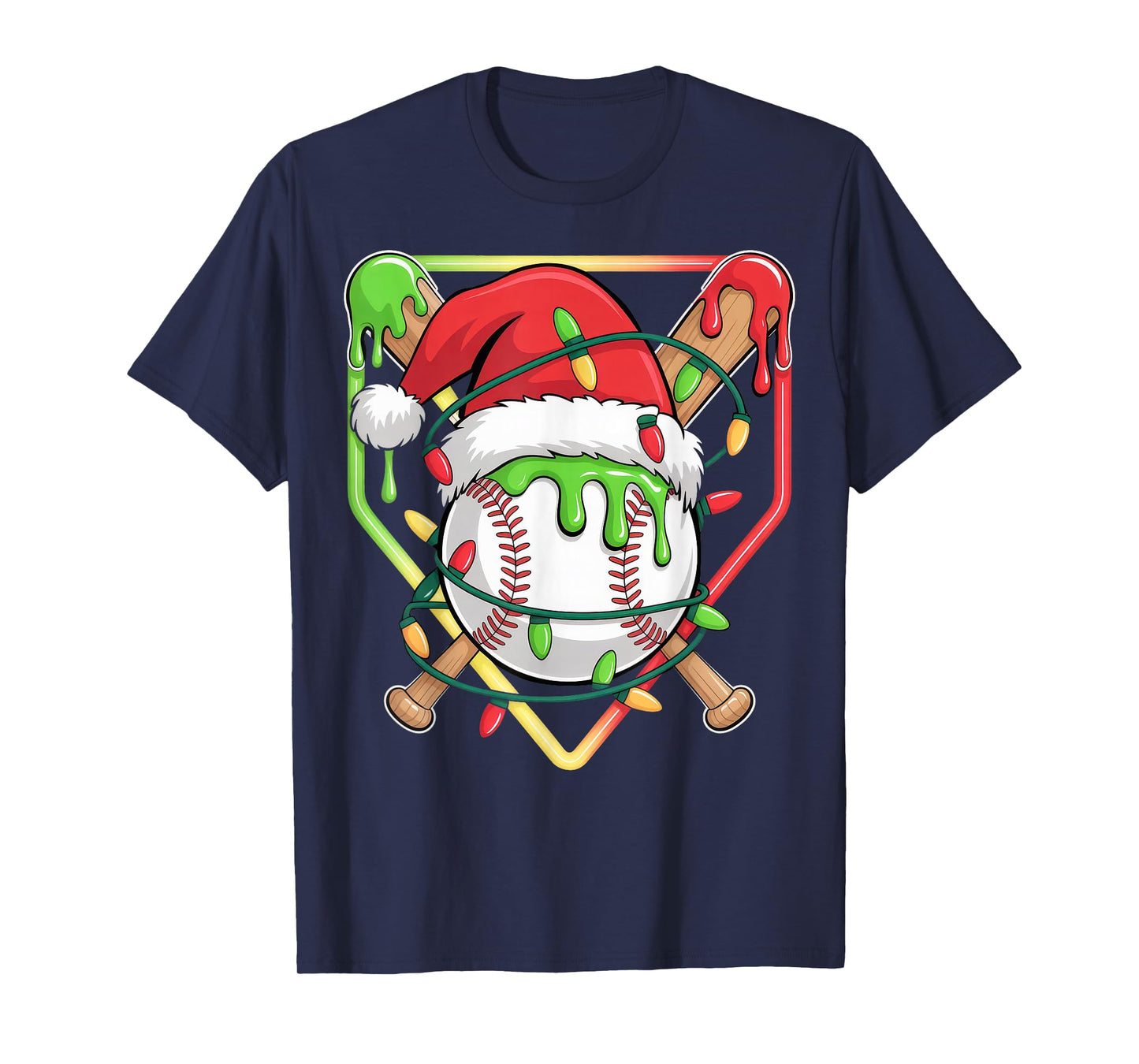 Baseball Christmas Tree Light Xmas Baseball Boys Kids T-Shirt