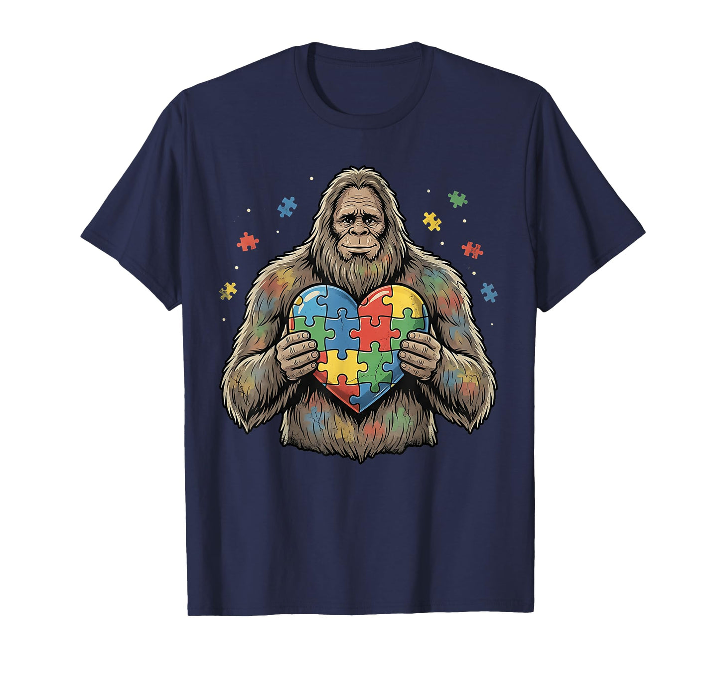 Autism Awareness Puzzle Heart Autistic Bigfoot Boys Girls T-Shirt