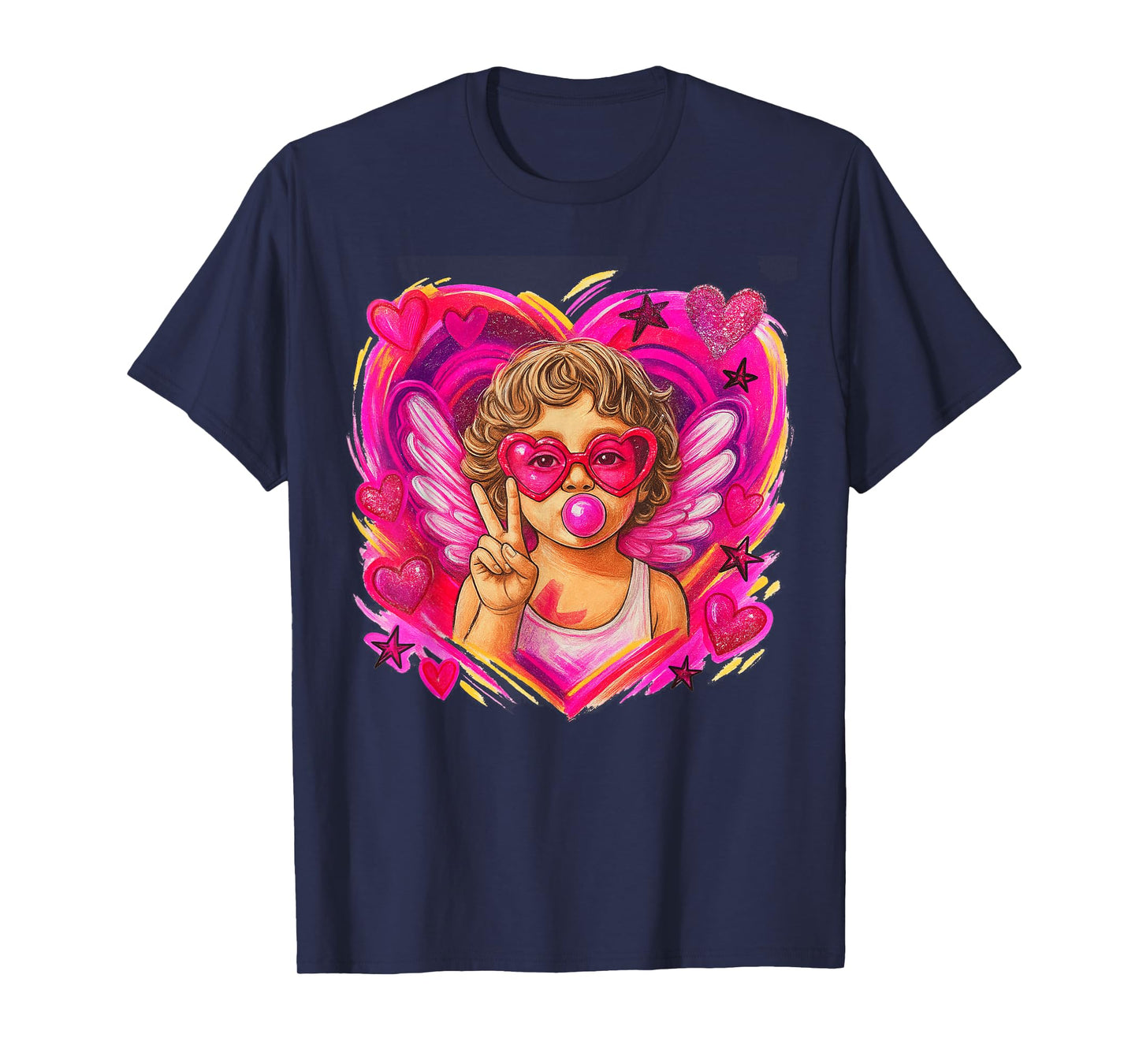 Cupid Heart Valentines Day XOXO Preppy Brushstroke T-Shirt