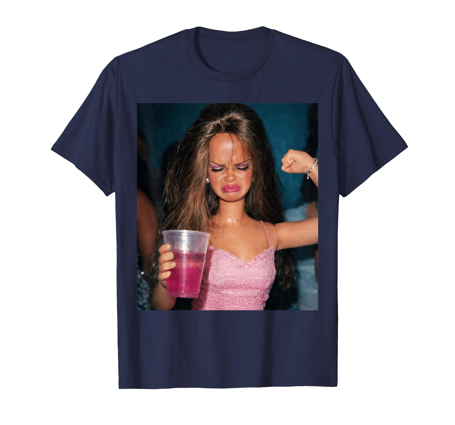 Funny Doll Face Sarcastic Doll Girl Party Drinking Doll Meme T-Shirt