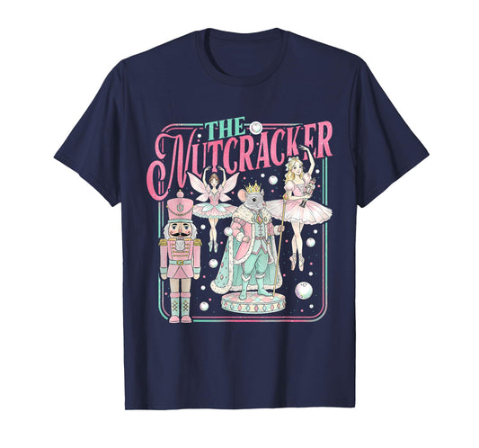 Retro Vintage The Nutcracker Sugar Fairy Plum Christmas Tree T-Shirt