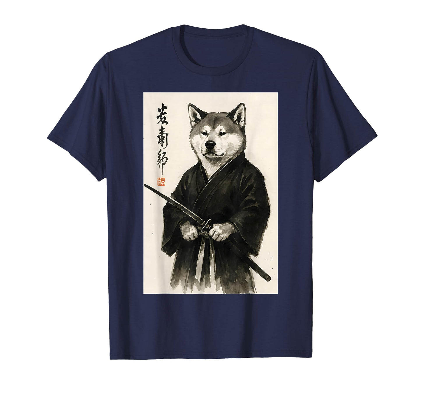 Traditional Sumi-e Aesthetic Warrior Japanese Akita Inu T-Shirt