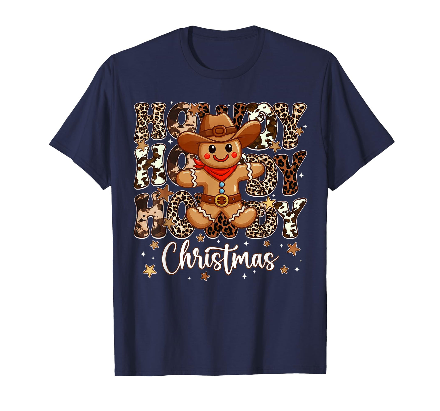 Howdy Christmas Cowboy Gingerbread Pjs Xmas Men Boy T-Shirt