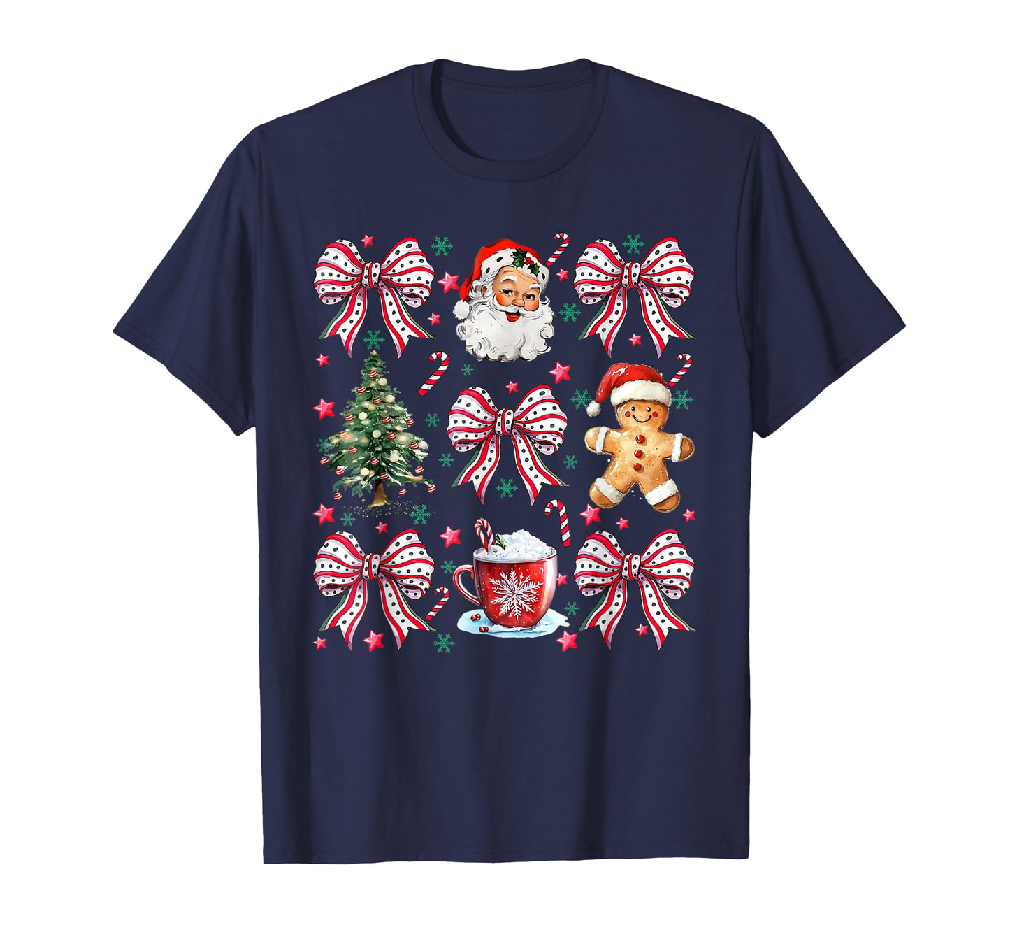 Coquette Christmas Candy Cane Women Girls Xmas T-Shirt