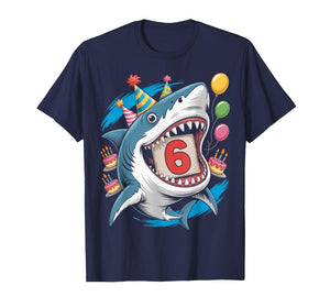 6th Shark Birthday Party 6 Years Ocean Cute Shark T-Shirt