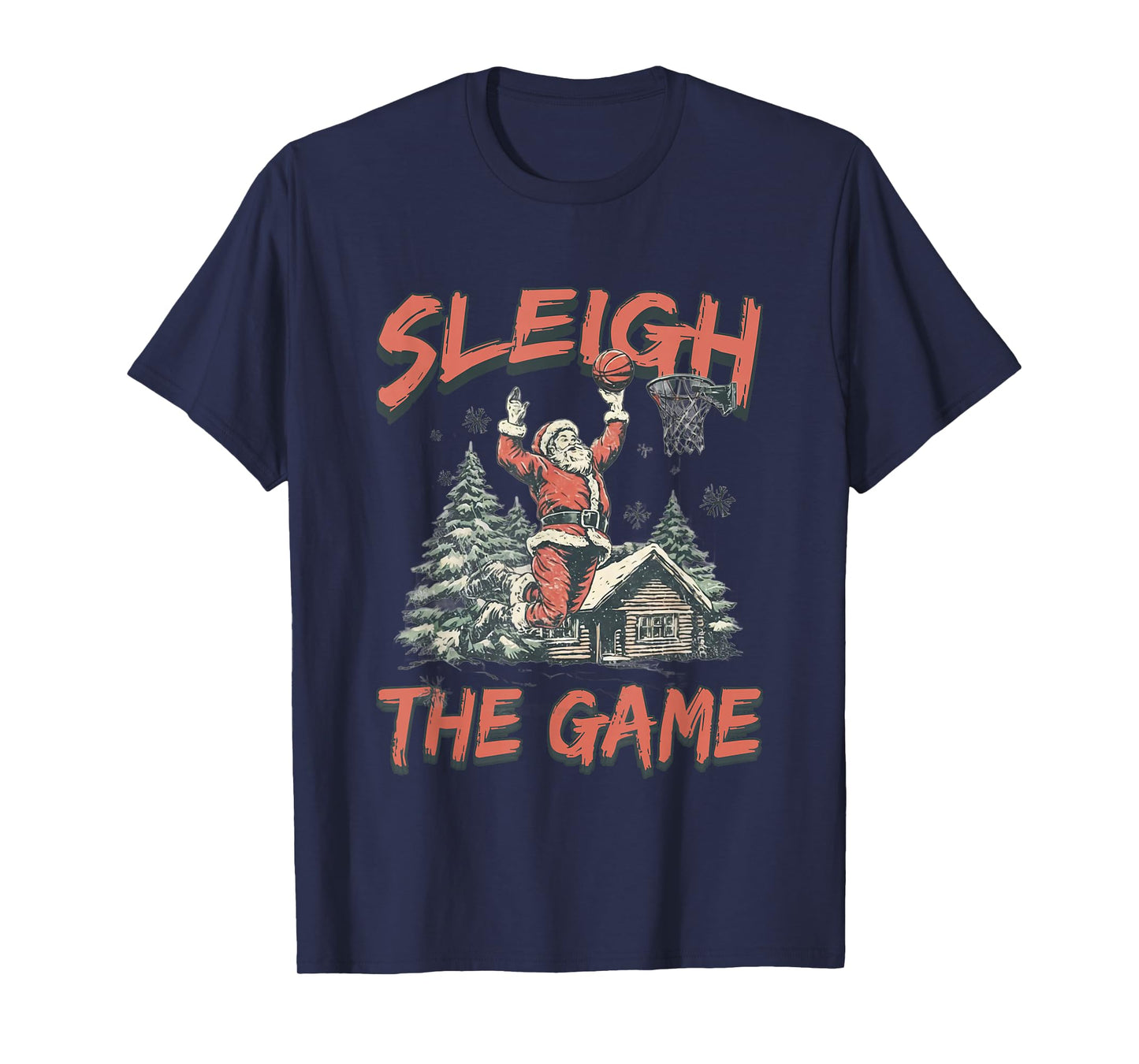 Santa Claus Plays Basketball- Christmas Xmas Boys Kids Teens T-Shirt