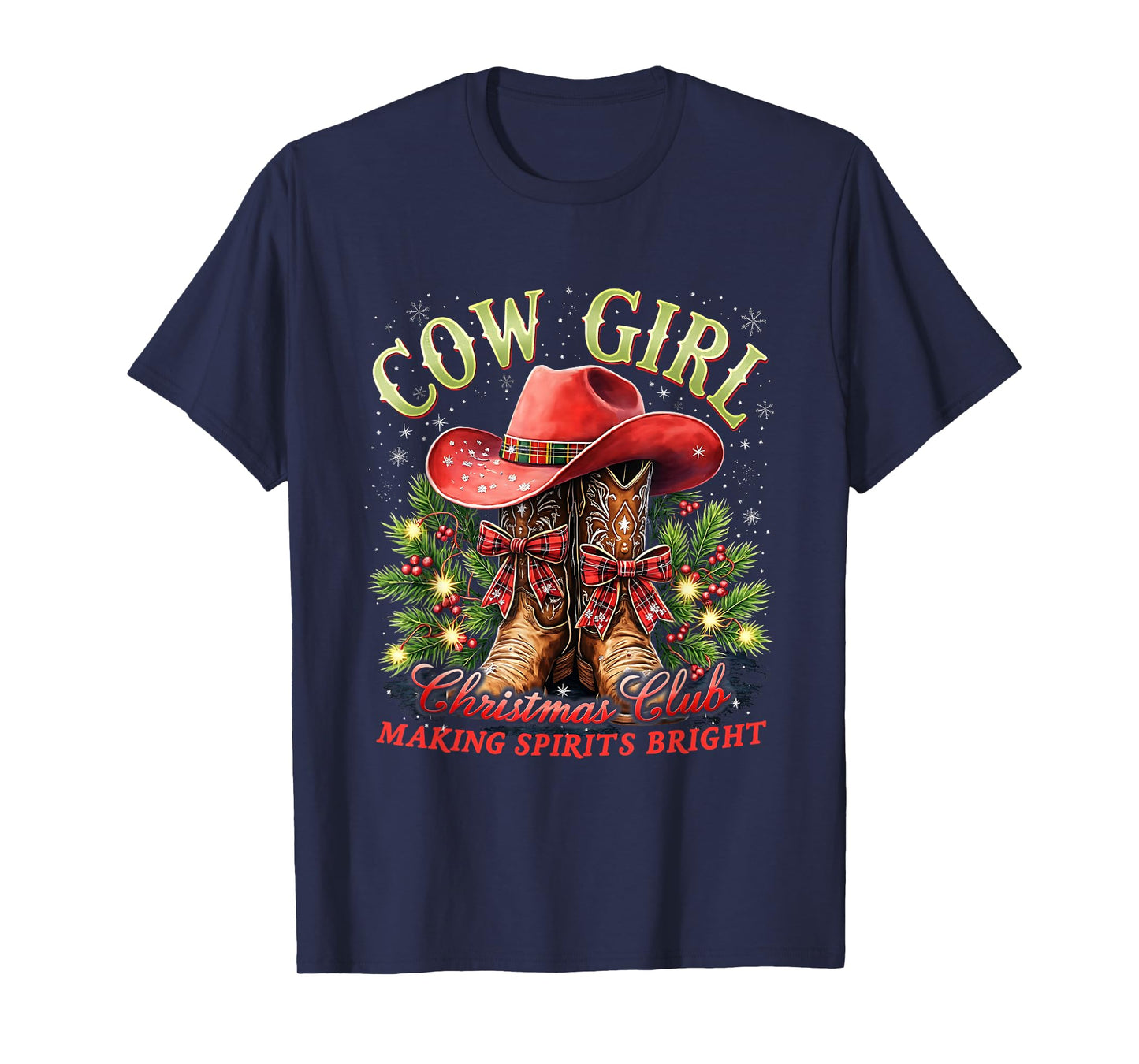 Cowgirl Howdy Christmas Y'all Xmas Wild West Coquette T-Shirt