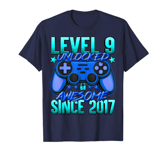 Level 9 Unlocked 9 Year Old Gifts for Boys 9th Birthday Boy T-Shirt