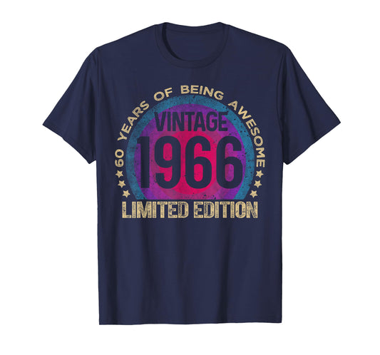60 Year Old Gifts Vintage 1966 Limited Edition 60th Birthday T-Shirt