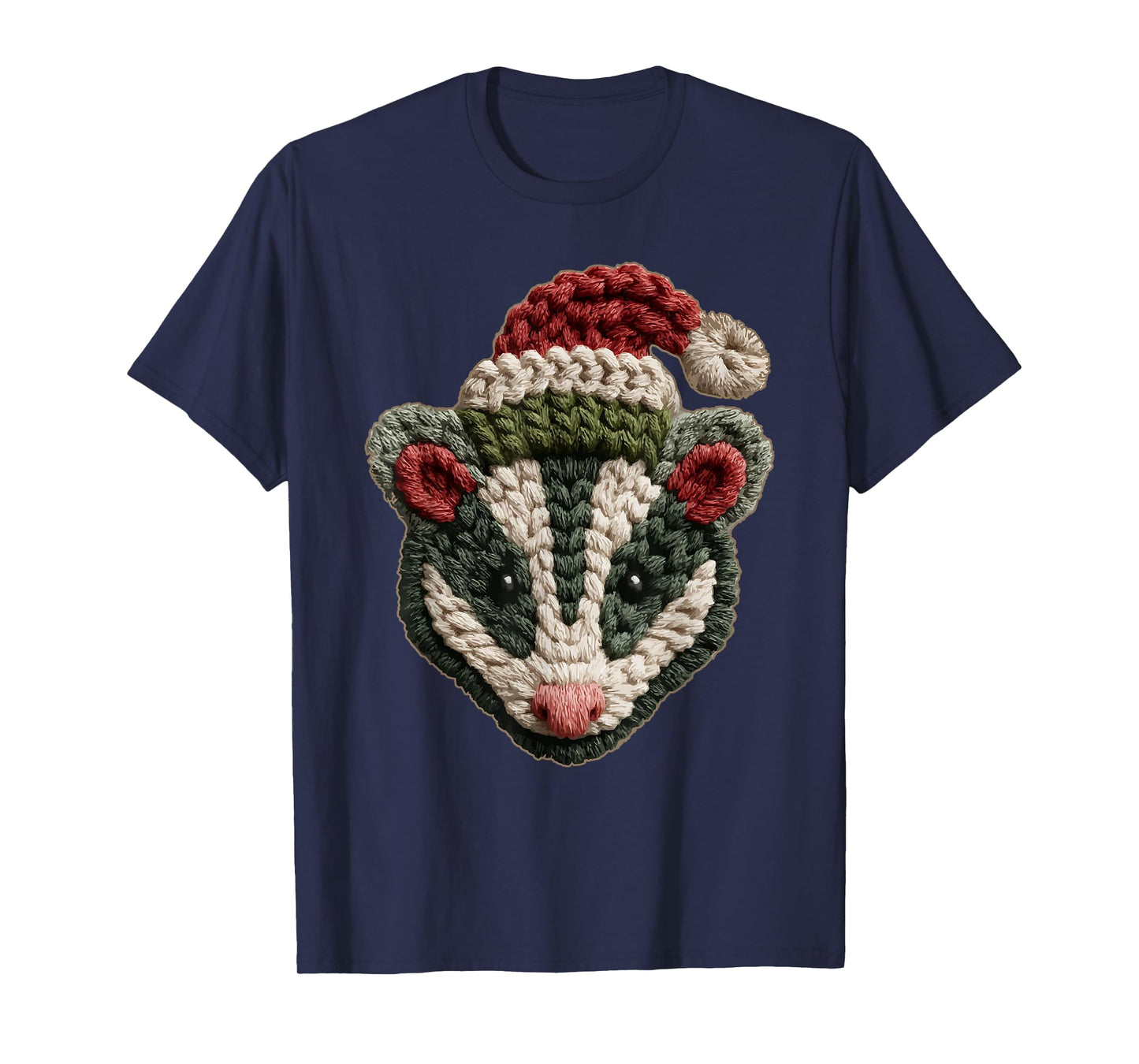 Christmas Opossum Santa Hat Forest Animal Winter Aesthetic T-Shirt
