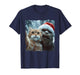 Funny Bigfoot and Cat Christmas Selfie Design T-Shirt