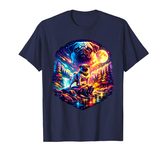 Cute Pug Moon Funny Youth Life Dad Mom Moon Meme T-Shirt