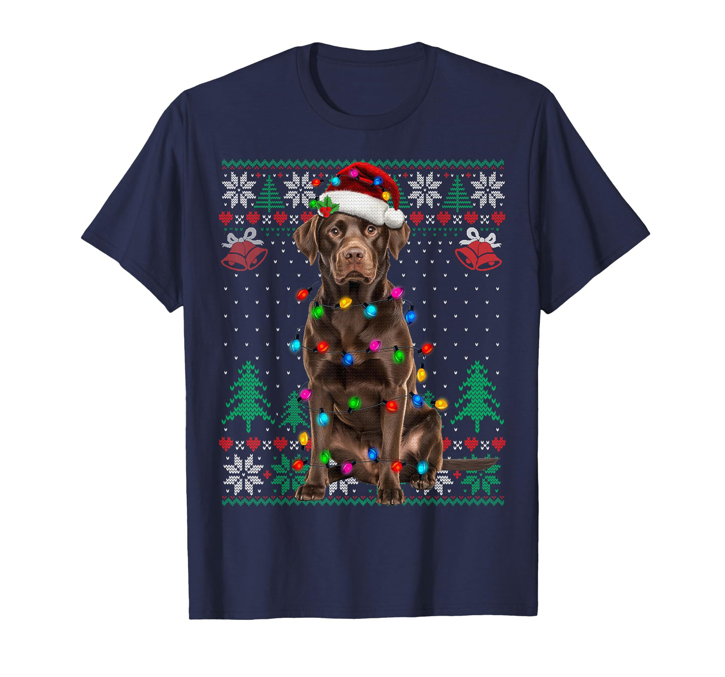 Chocolate Lab Labrador Christmas Santa Hat Dog Ugly Sweater T-Shirt