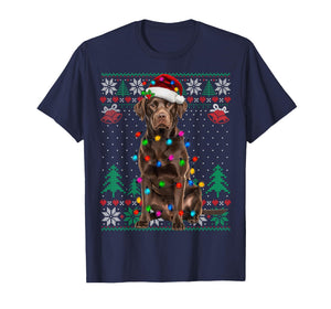 Chocolate Lab Labrador Christmas Santa Hat Dog Ugly Sweater T-Shirt
