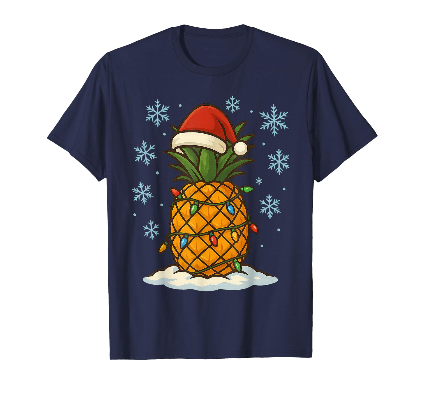 Fun Christmas Lights Wrapped On Cute Pineapple Fruit Lover T-Shirt