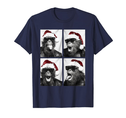 Funny Bigfoot with Sunglasses Santa Hat Joyful Christmas T-Shirt