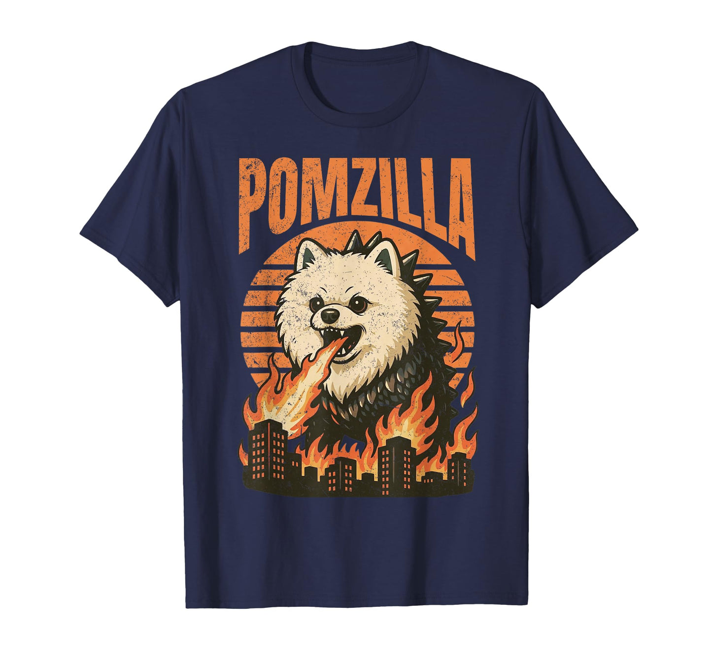 Pomzilla Pomeranian Vintage Monster Pom Dog Lover Funny T-Shirt