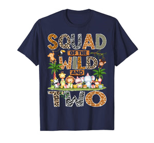 Squad of The Wild & Two 2nd Birthday Boy Safari Jungle T-Shirt