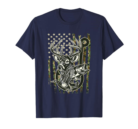 Hook Antler Heart Love Fishing Hunting Fish Deer Hunter Gift T-Shirt