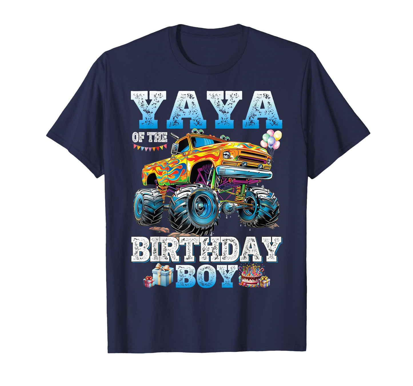 Yaya of The Birthday Boy Monster Truck Birthday Family T-Shirt