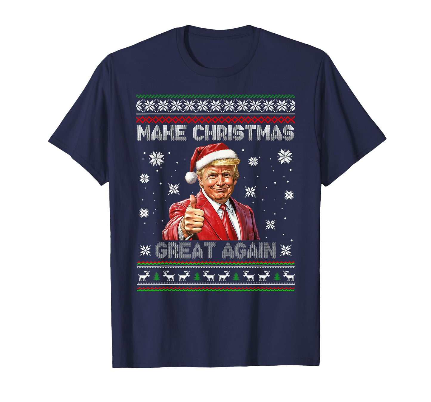 Make Christmas Great Again Funny Santa Trump 2025 Men Xmas T-Shirt