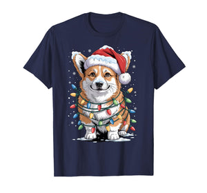 Cute Corgi Christmas Tree Santa Lights Dog Xmas Corgi T-Shirt