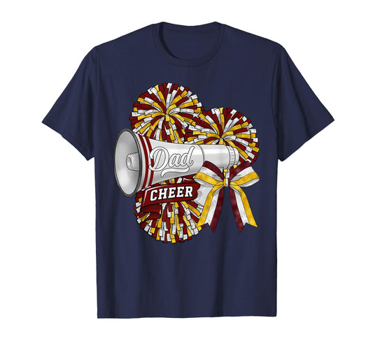 Cheer Dad Daddy Bow Sport Cheerleader Cheerleading Maroon T-Shirt