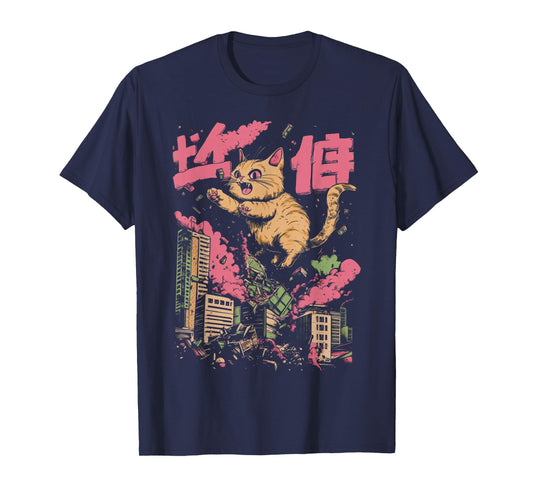 Catzilla Funny Giant Cat Monster Kaiju Japanese Kawaii Art T-Shirt